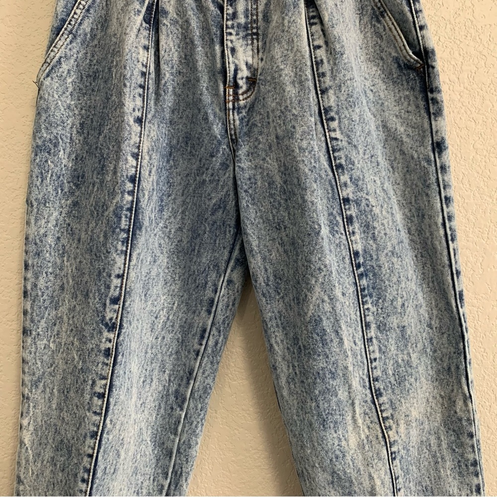 Vtg Jordache Jeans Womens 8 Acid Wash Bare Back Pleated High Rise Tapered Baggy - Picture 4 of 16